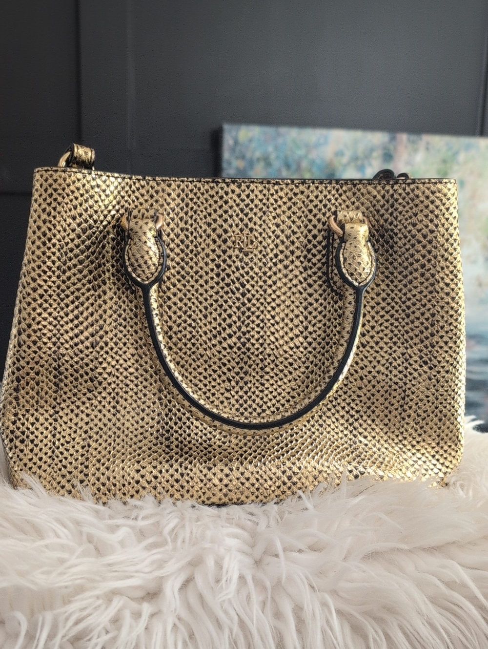 Lauren Ralph Lauren Metallic Gold Satchel